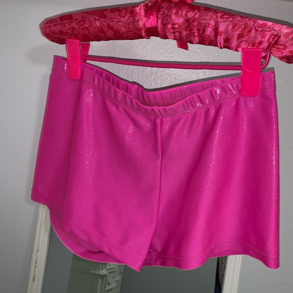 Pink sparkle gymnastics shorts - Picture 2 of 2